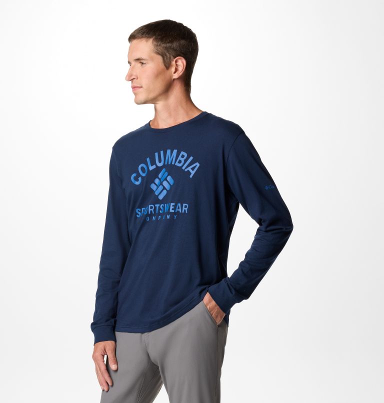 Navy Men Columbia Rockaway River™ Graphic Long Sleeve T Shirts | 32464670