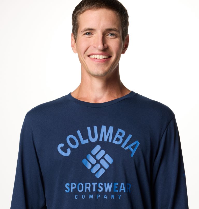 Navy Men Columbia Rockaway River™ Graphic Long Sleeve T Shirts | 32464670