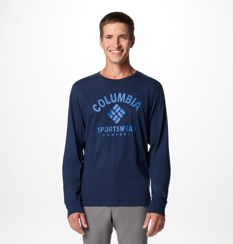 Navy Men Columbia Rockaway River™ Graphic Long Sleeve T Shirts | 32464670