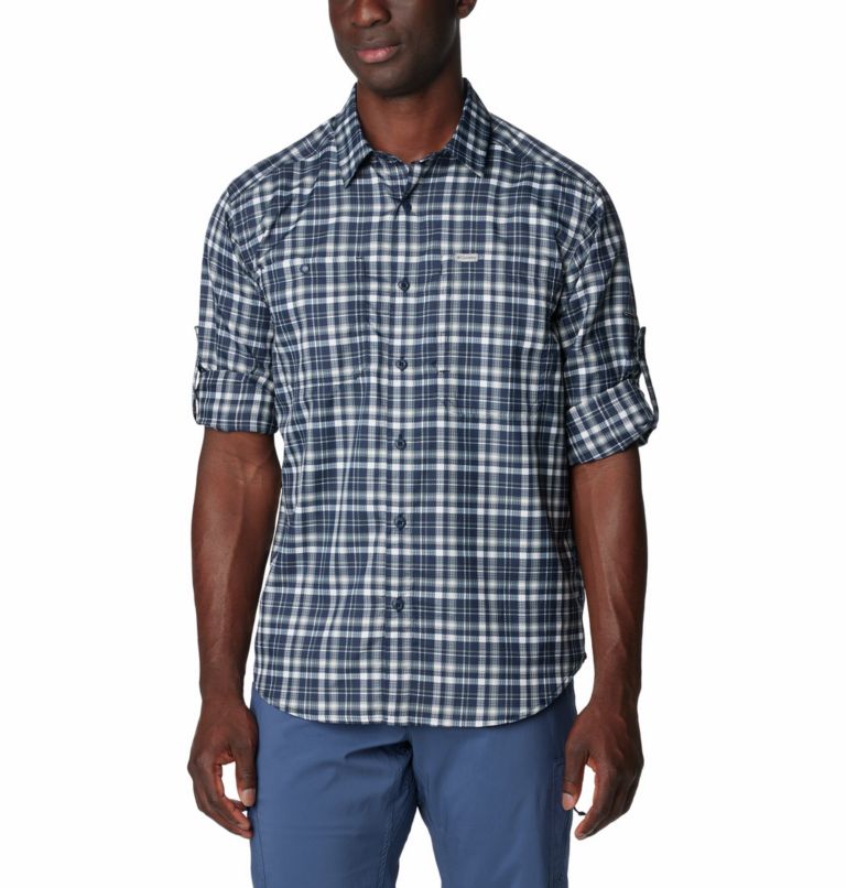 Navy Men Columbia Silver Ridge™ Utility Lite Plaid Shirts | 68585853