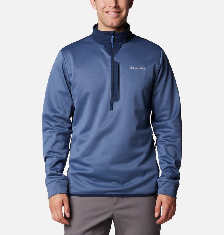 Navy Men Columbia Tech™ Half Zip Fleece Jackets | 9343458