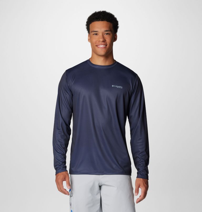 Navy Men Columbia Terminal Tackle PFG™ Line Time Long Sleeve T Shirts | 60681120