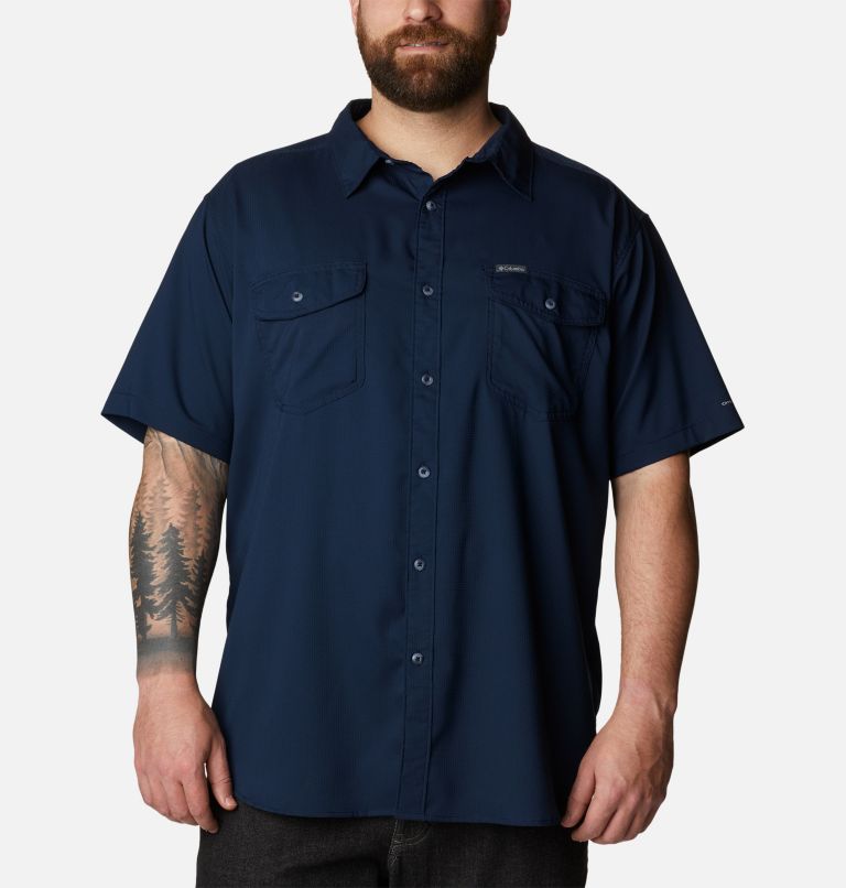 Navy Men Columbia Utilizer™ II Solid Short Sleeve Extended Size Shirts | 63450165