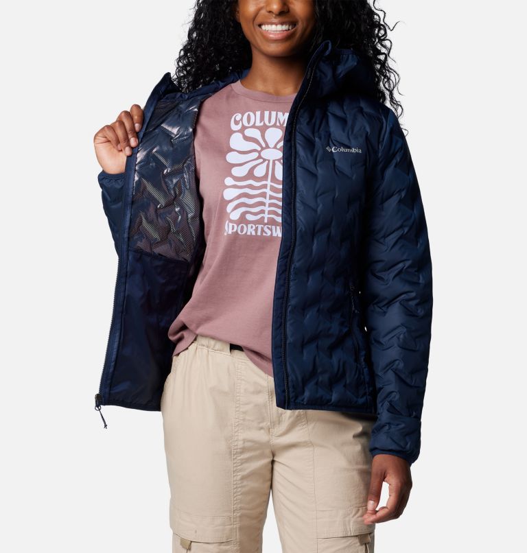 Navy Women Columbia Delta Ridge™ II Down Hooded Puffer Jacket | 73000218