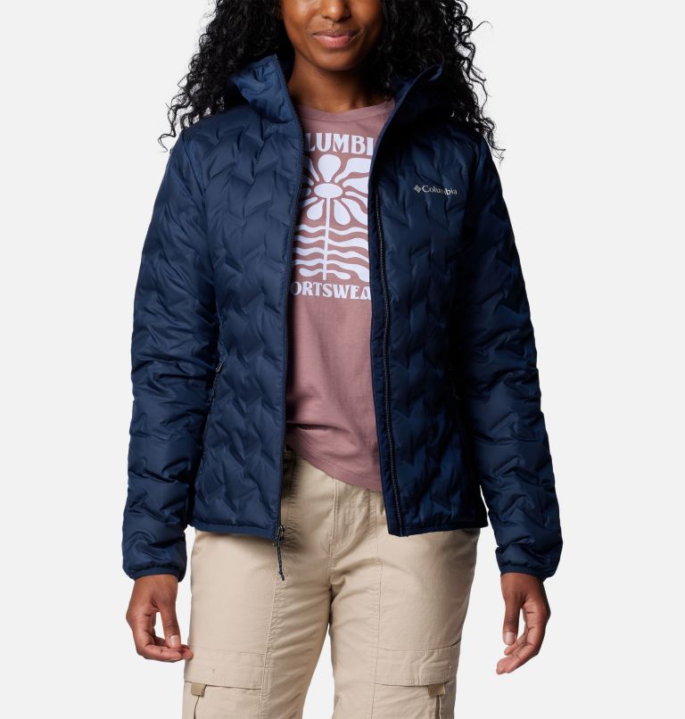 Navy Women Columbia Delta Ridge™ II Down Hooded Puffer Jacket | 73000218