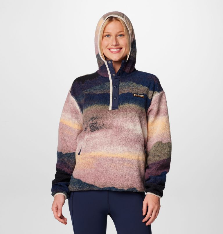 Navy Women Columbia Helvetia™ II Sherpa Fleece Printed Hoodie | 22284401