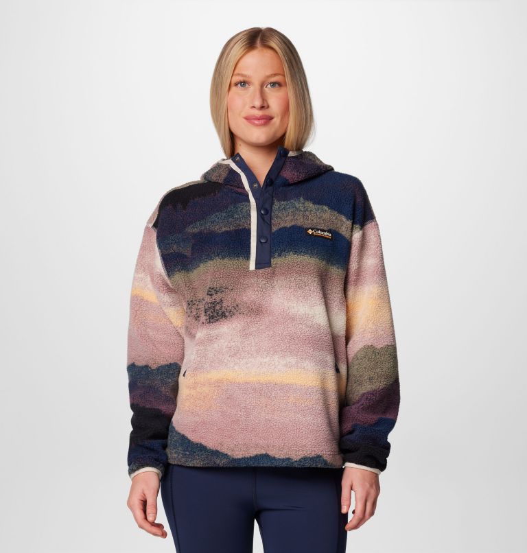 Navy Women Columbia Helvetia™ II Sherpa Fleece Printed Hoodie | 22284401