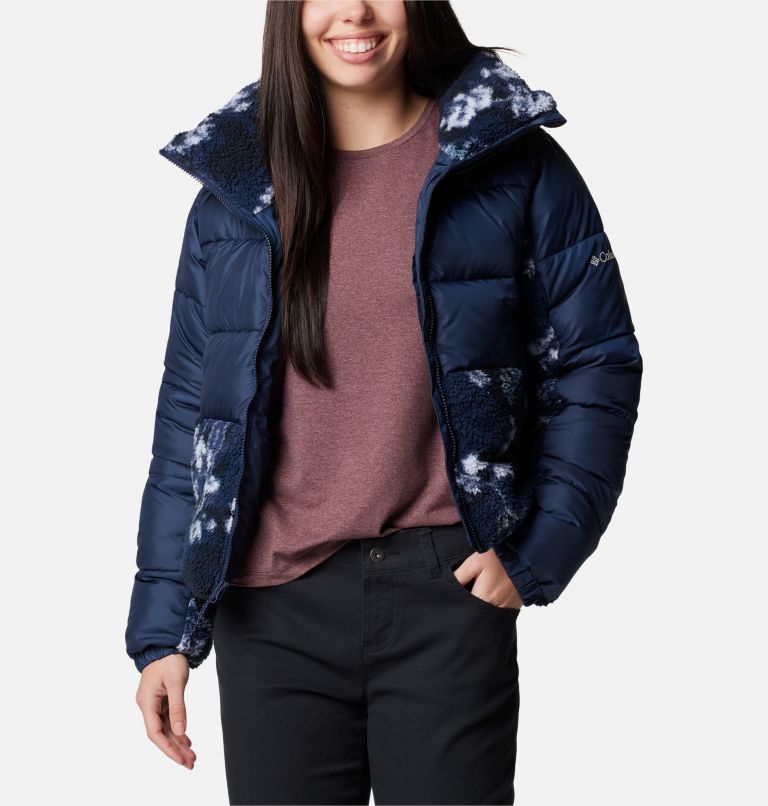 Navy Women Columbia Leadbetter Point™ II Sherpa Printed Puffer Jacket | 33151963