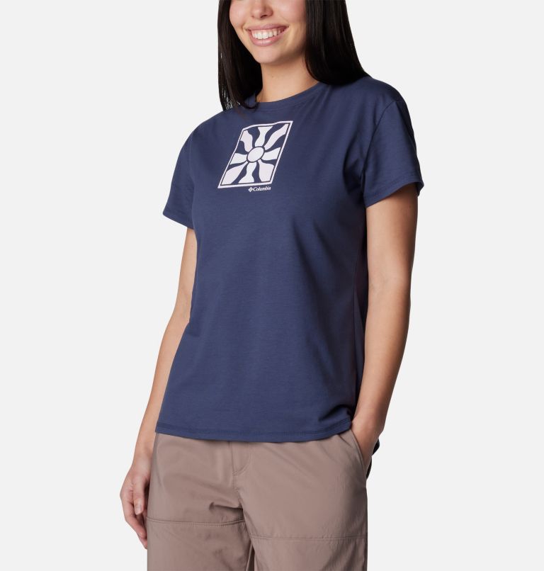 Navy Women Columbia Sun Trek™ Technical Graphic T Shirts | 13677398