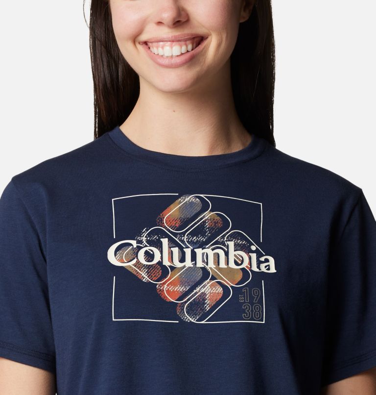 Navy Women Columbia Sun Trek™ Technical Graphic T Shirts | 93325192