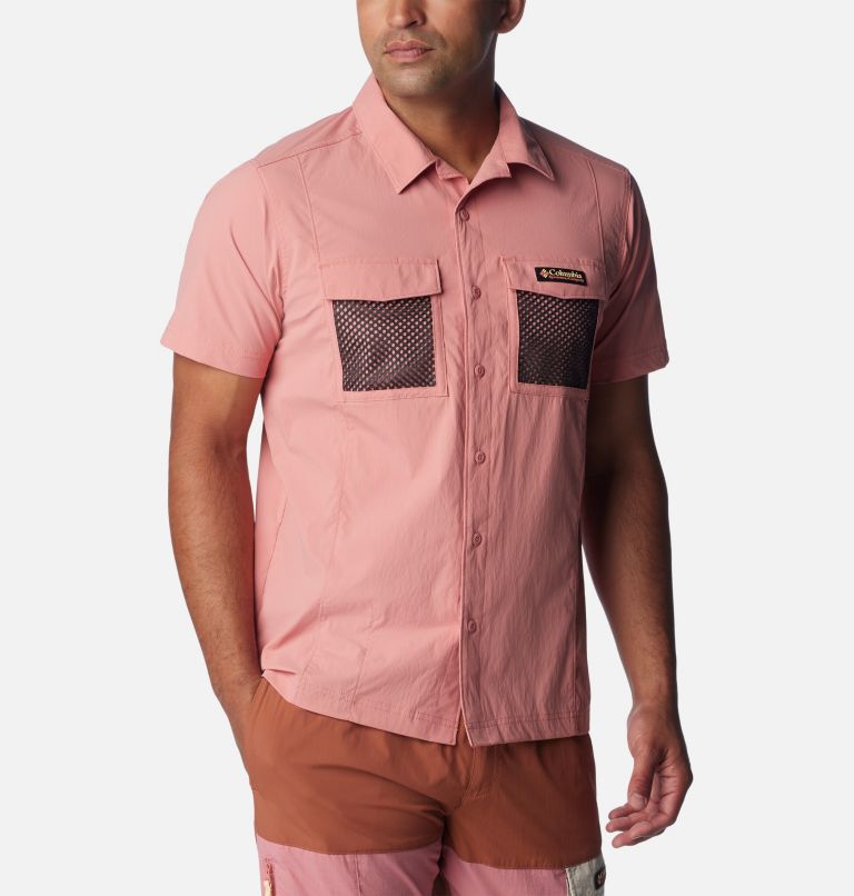 Pink Men Columbia Painted Peak™ Woven Short Sleeve Shirts | 21486542