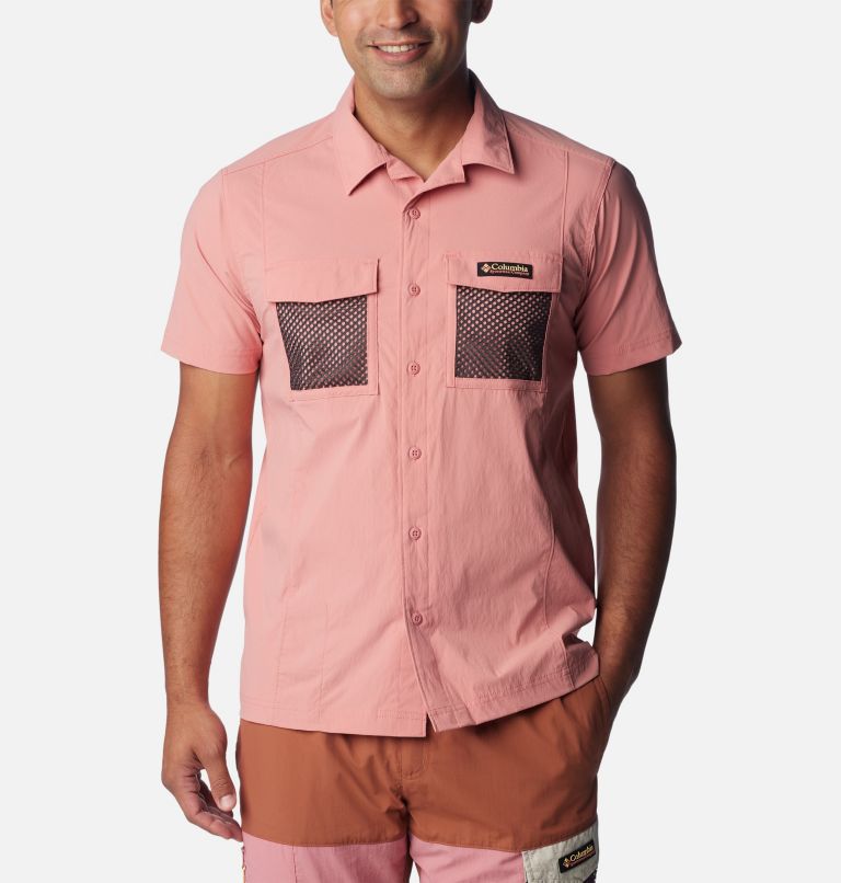 Pink Men Columbia Painted Peak™ Woven Short Sleeve Shirts | 21486542