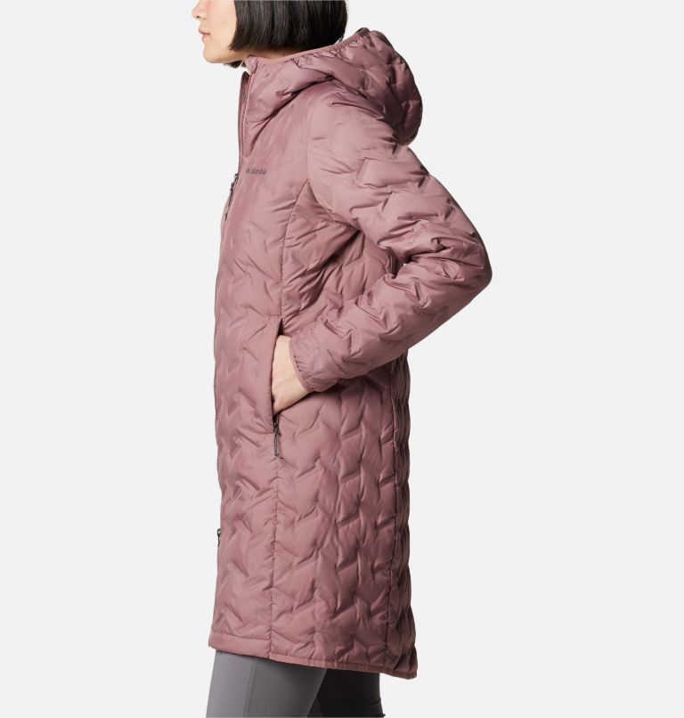 Pink Women Columbia Delta Ridge™ II Hooded Long Down Puffer Jacket | 13887805