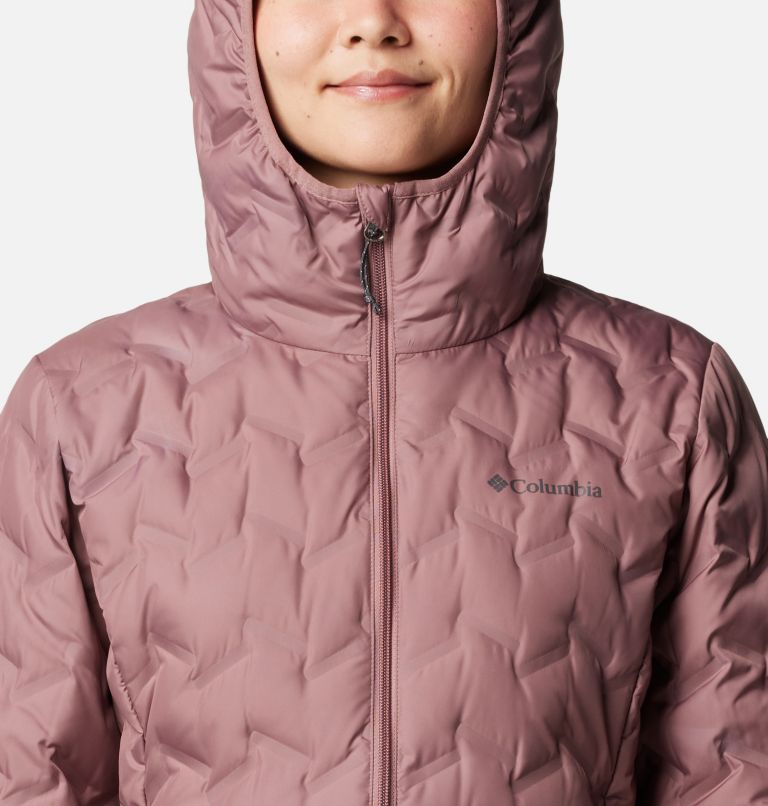 Pink Women Columbia Delta Ridge™ II Hooded Long Down Puffer Jacket | 13887805