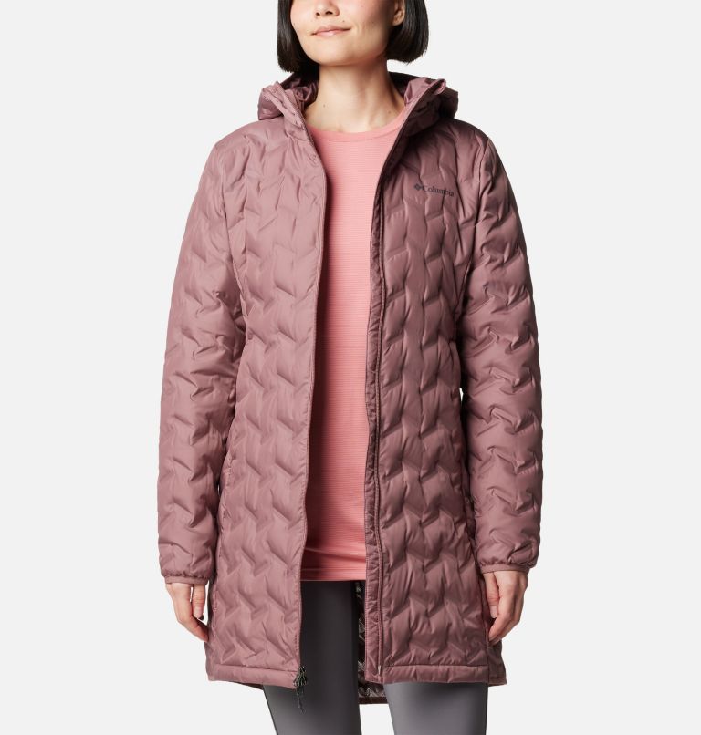 Pink Women Columbia Delta Ridge™ II Hooded Long Down Puffer Jacket | 13887805