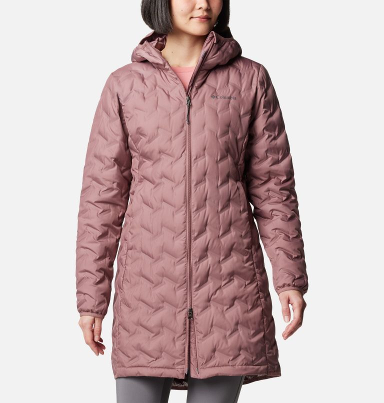 Pink Women Columbia Delta Ridge™ II Hooded Long Down Puffer Jacket | 13887805