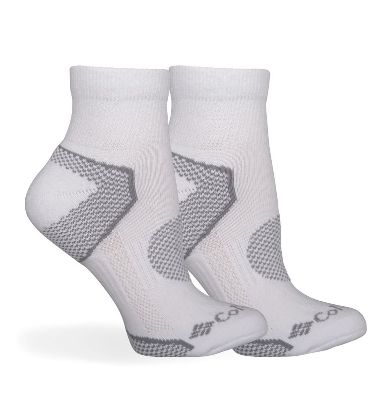 White Women Columbia Balance Point Quarter - 2pk Socks | 62205892