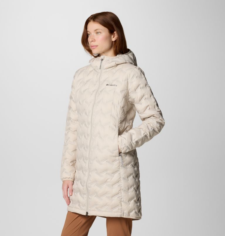 White Women Columbia Delta Ridge™ II Hooded Long Down Puffer Jacket | 76105461