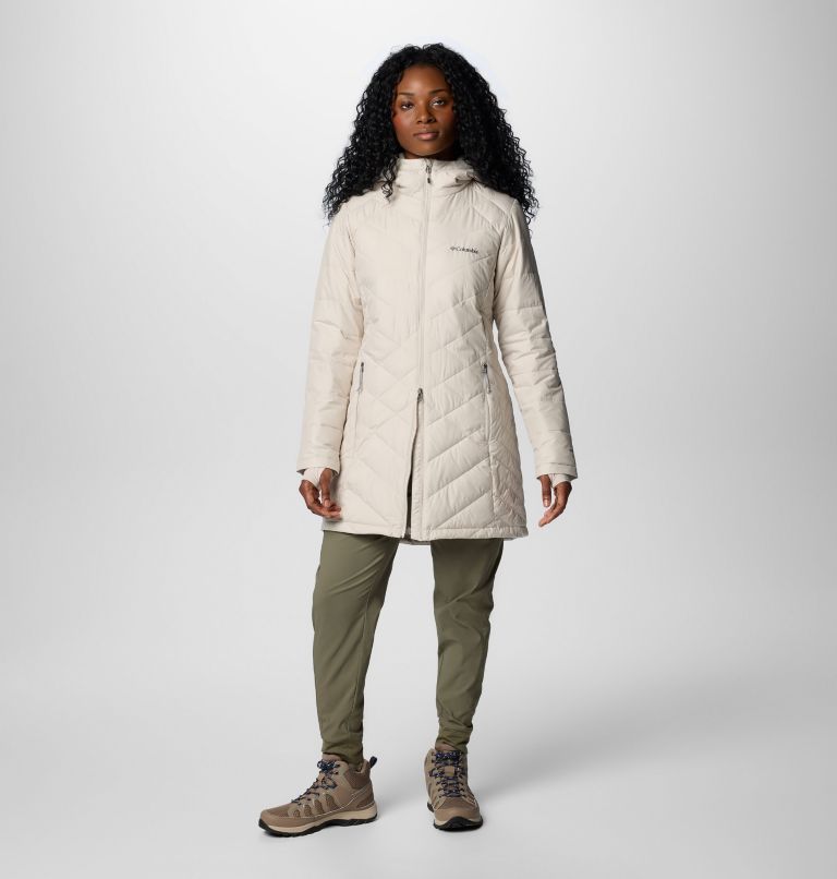 White Women Columbia Heavenly™ Long Hooded Insulated Puffer Jacket | 18739500