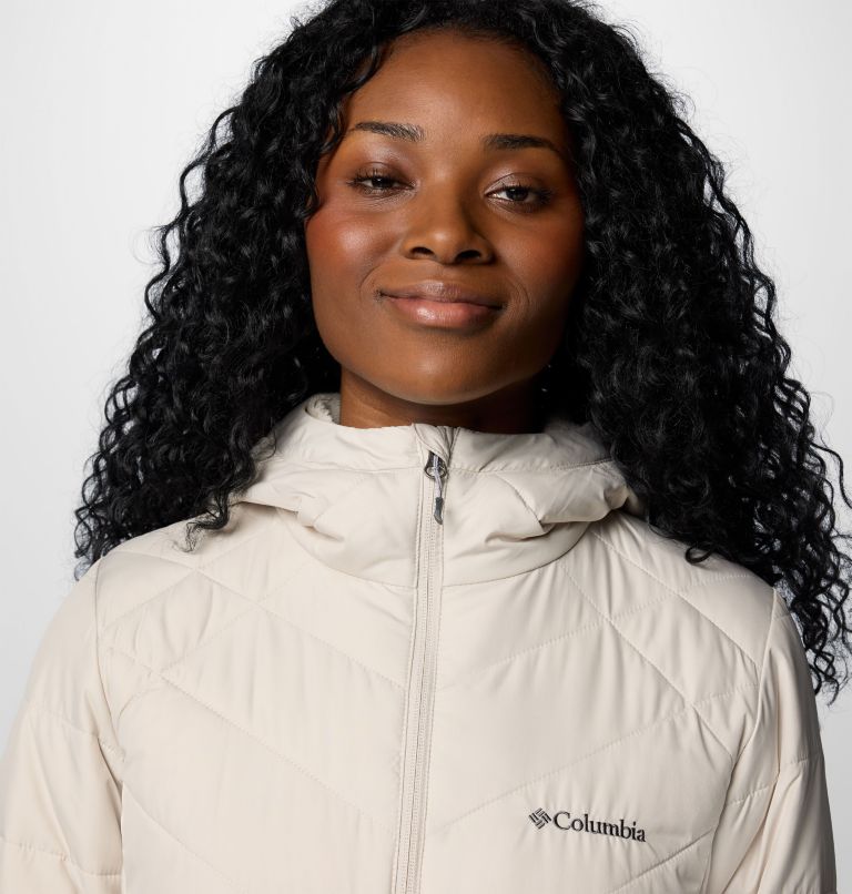 White Women Columbia Heavenly™ Long Hooded Insulated Puffer Jacket | 18739500