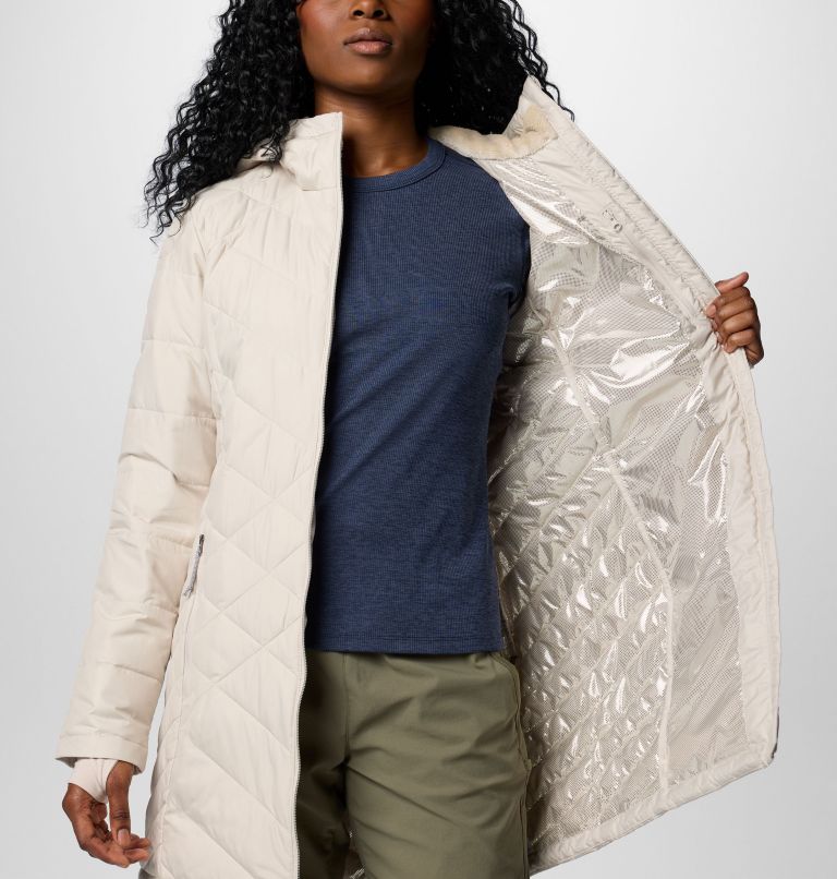 White Women Columbia Heavenly™ Long Hooded Insulated Puffer Jacket | 18739500