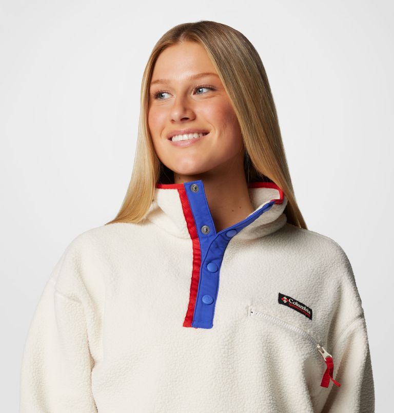 White Women Columbia Helvetia™ II Cropped Sherpa Half Snap Fleece | 99619698