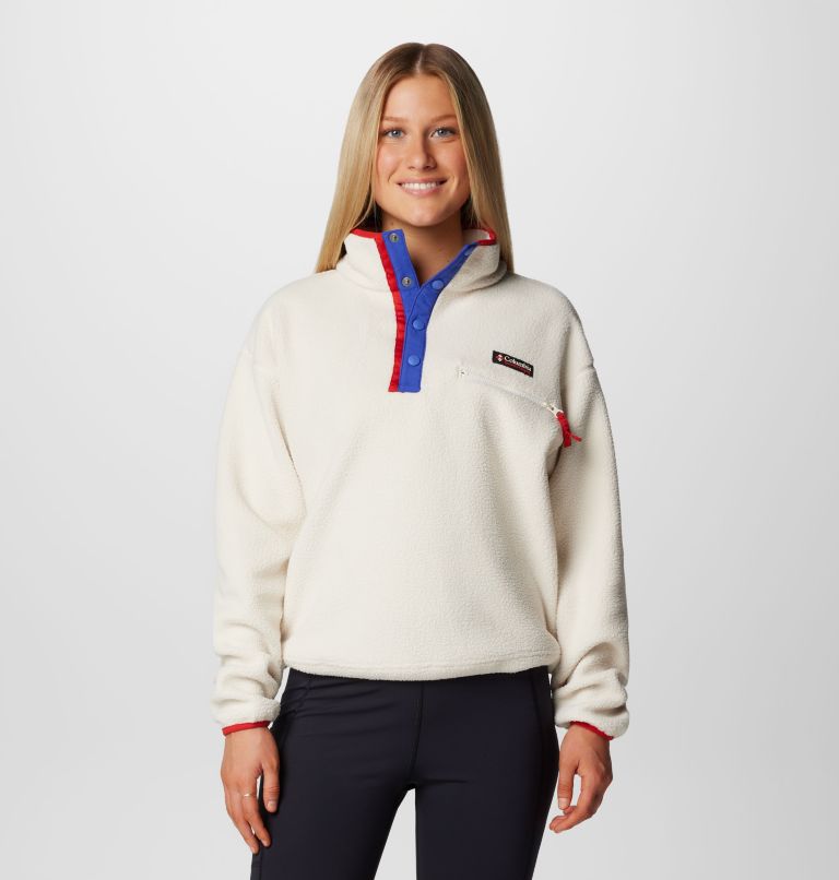 White Women Columbia Helvetia™ II Cropped Sherpa Half Snap Fleece | 99619698